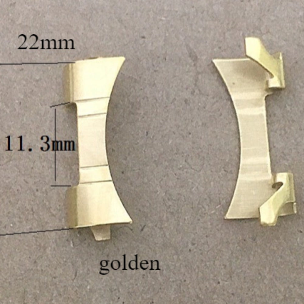 Golden matted S/S 22X11.3mm Curved End Links Spring Bars Bracelet Watch Band Strap#26