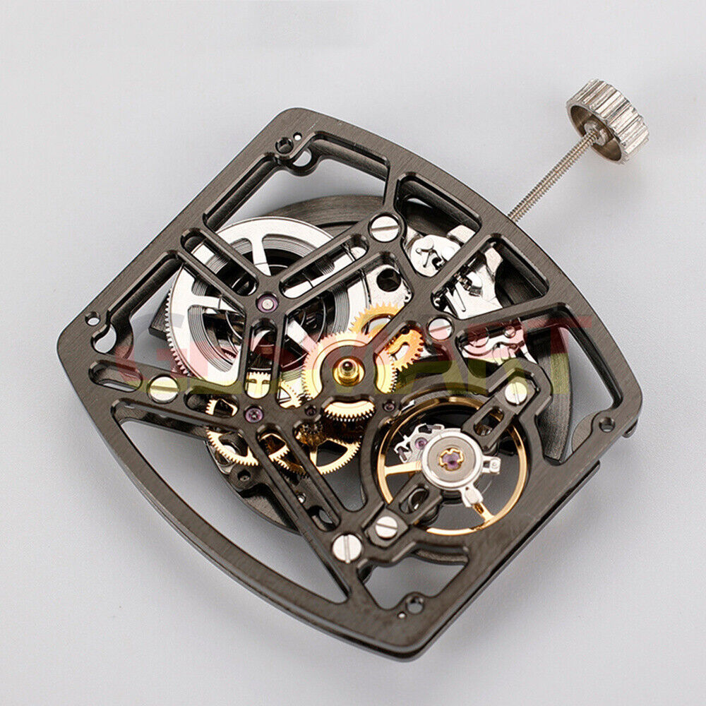Asiatisches HZ1C01A Silber/Gold/Schwarzes tonnenförmiges automatisches mechanisches Uhrwerk