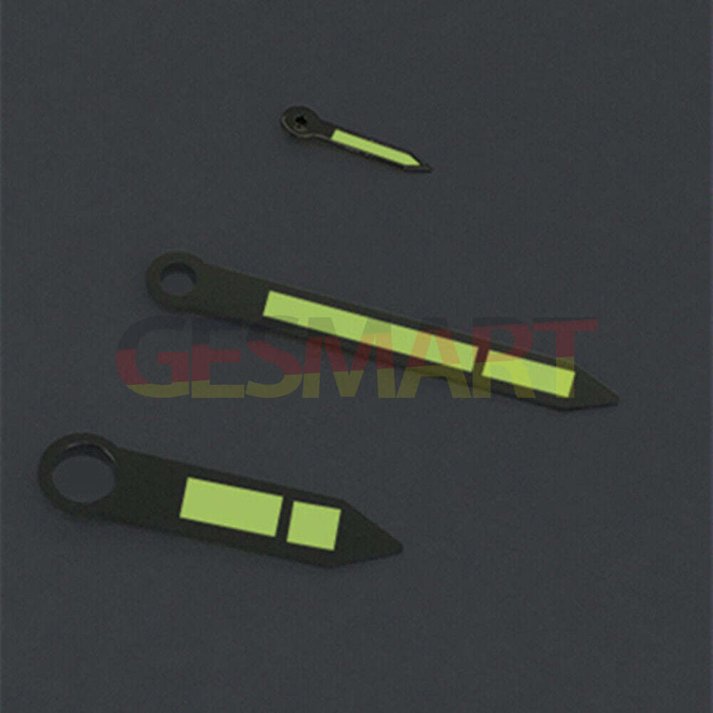 Aiguilles de montre lumineuses vertes avec garniture argentée pour mouvements ST3600/ST3620/ETA6497/6498