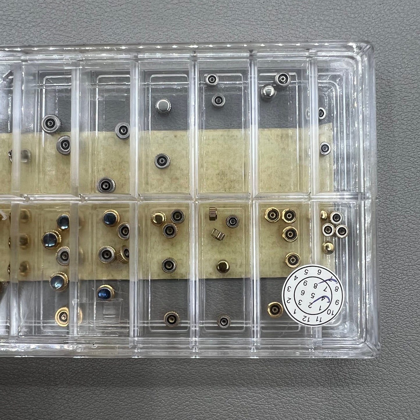 63 teiliges Sortiment Set Uhrenkrone Edelstahl Gold Silber DIA 0 8 mm