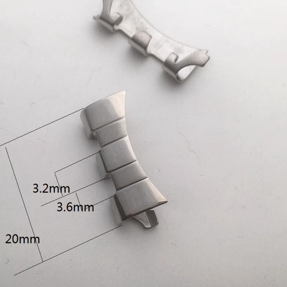 3.2x3.6x20mm Silver Polished Curved End Links Spring Bars Bracelet Watch Band Strap#308