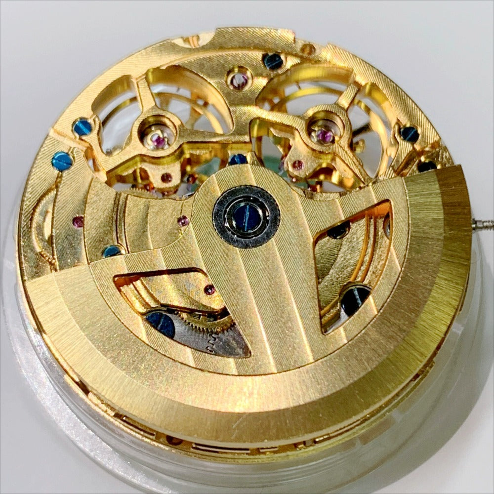 Shanghai China Made Goldene Doppel Balance Rad Hohl 3 Hände Mechanische Bewegung
