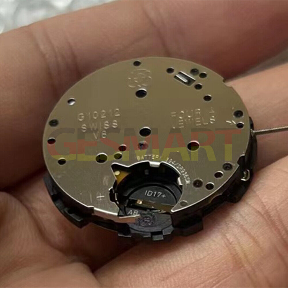 Black dial watch featuring Original ETA G10.212 Swiss quartz, date display, sleek design.