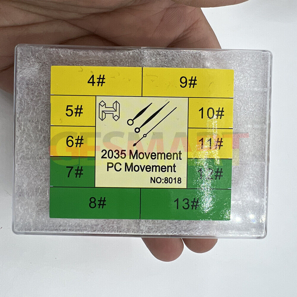 Black hour, minute, and second watch hands set compatible with Miyota 2035 PC21 movements.