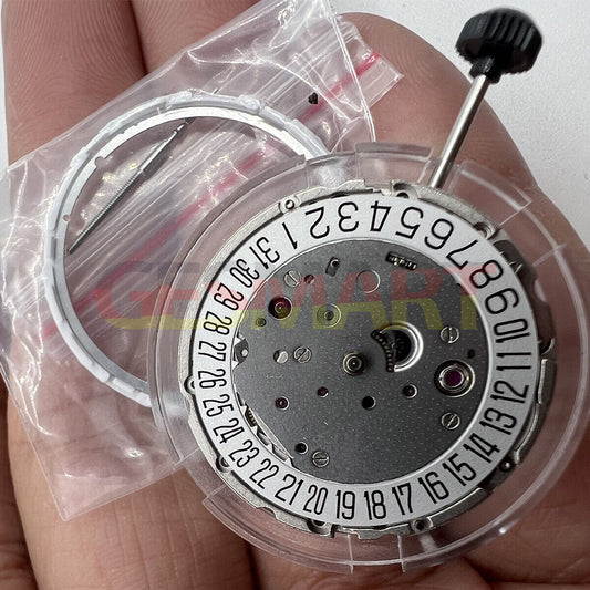 Miyota Citizen 9019 automatic mechanical watch movement with date display at 3 and 6 o?clock.