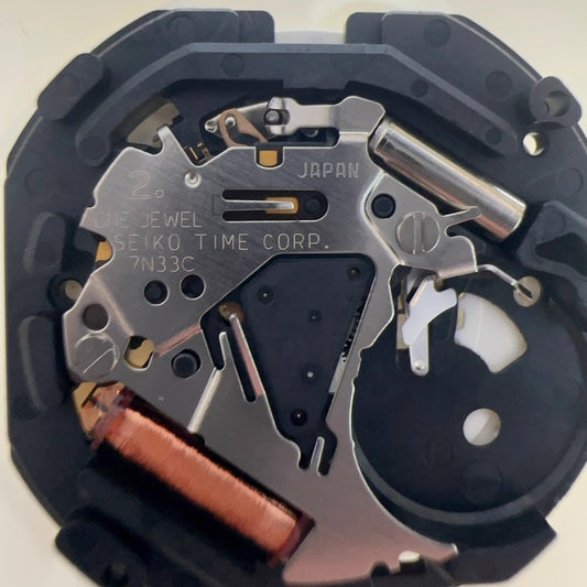 Epson 7N33 quartz watch part with day-date for Japan-made watch repairs and accessories.