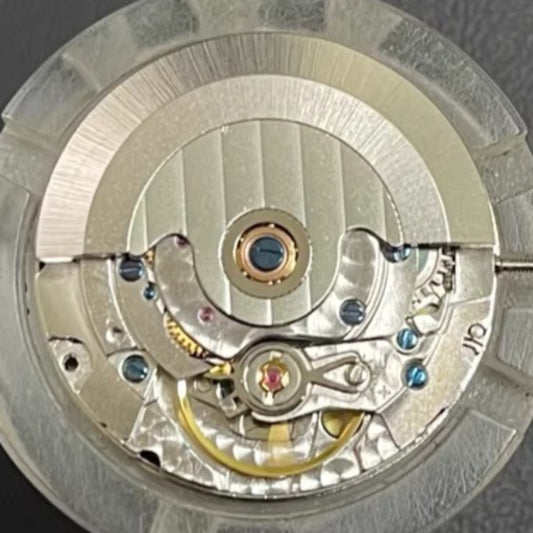 Automatic Asian 7750 chronograph movement with day-date at 3 o'clock, precise ETA 7750 style mechanism