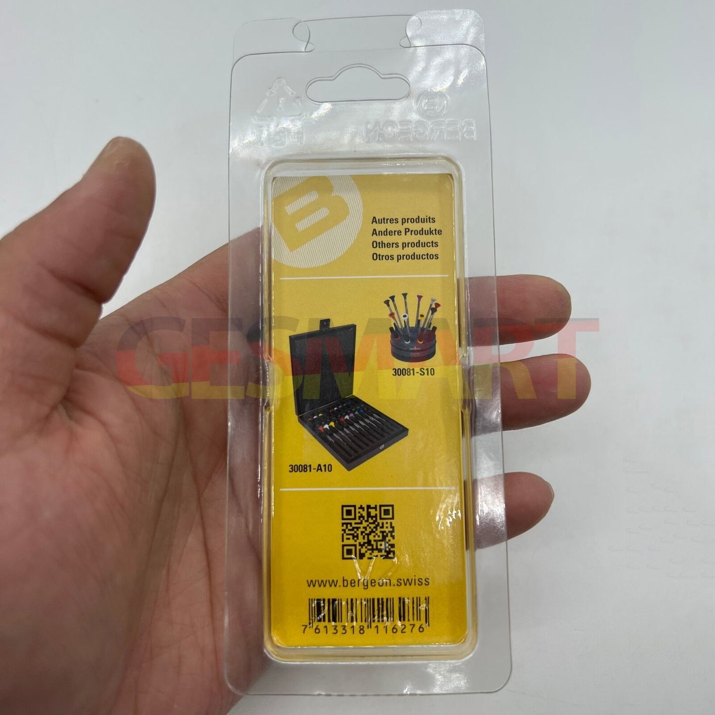 Bergeon 1.00mm ergonomic screwdriver with spare blades for precise watch accessory repairs and adjustments.