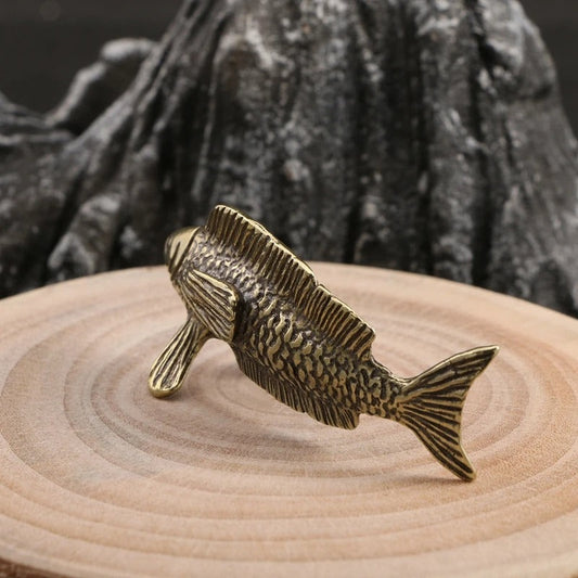 Solid copper Arowana trinket, vintage hand-carved bronze model, perfect for collectors.