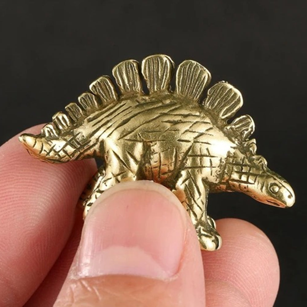 Hand-carved solid copper Spinosaurus trinket, vintage bronze dinosaur collectible figurine.