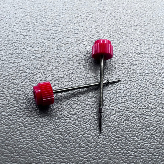 Set of 2 original .405 watch winding stems for ETA 902.002 movement, precision replacement parts.