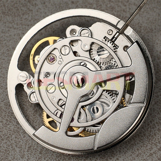 Shanghai brand silver hollow watch accessory showcasing multifunctional automatic mechanical movement details.
