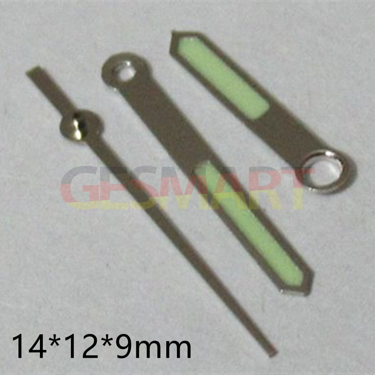 14mm silver trim green luminous watch hands set for Miyota 2035 2115 movements.
