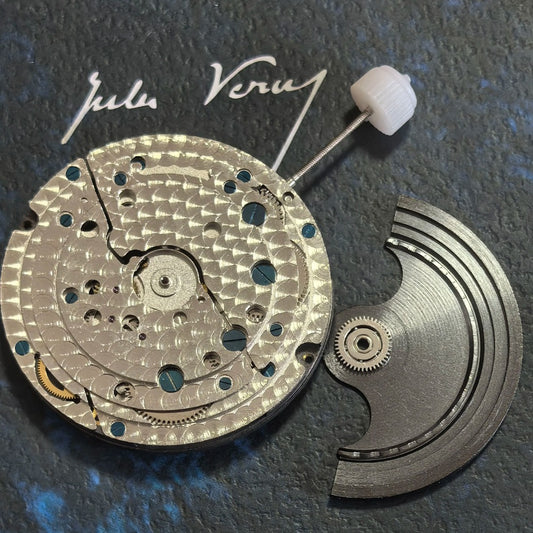 China Made Black Shanghai S-05A watch accessory with automatic mechanical movement and black rotor details.