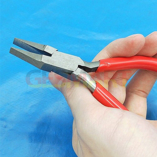 Flat nose pliers with foam handle, ideal for precise jewelry crafting and detailed work.