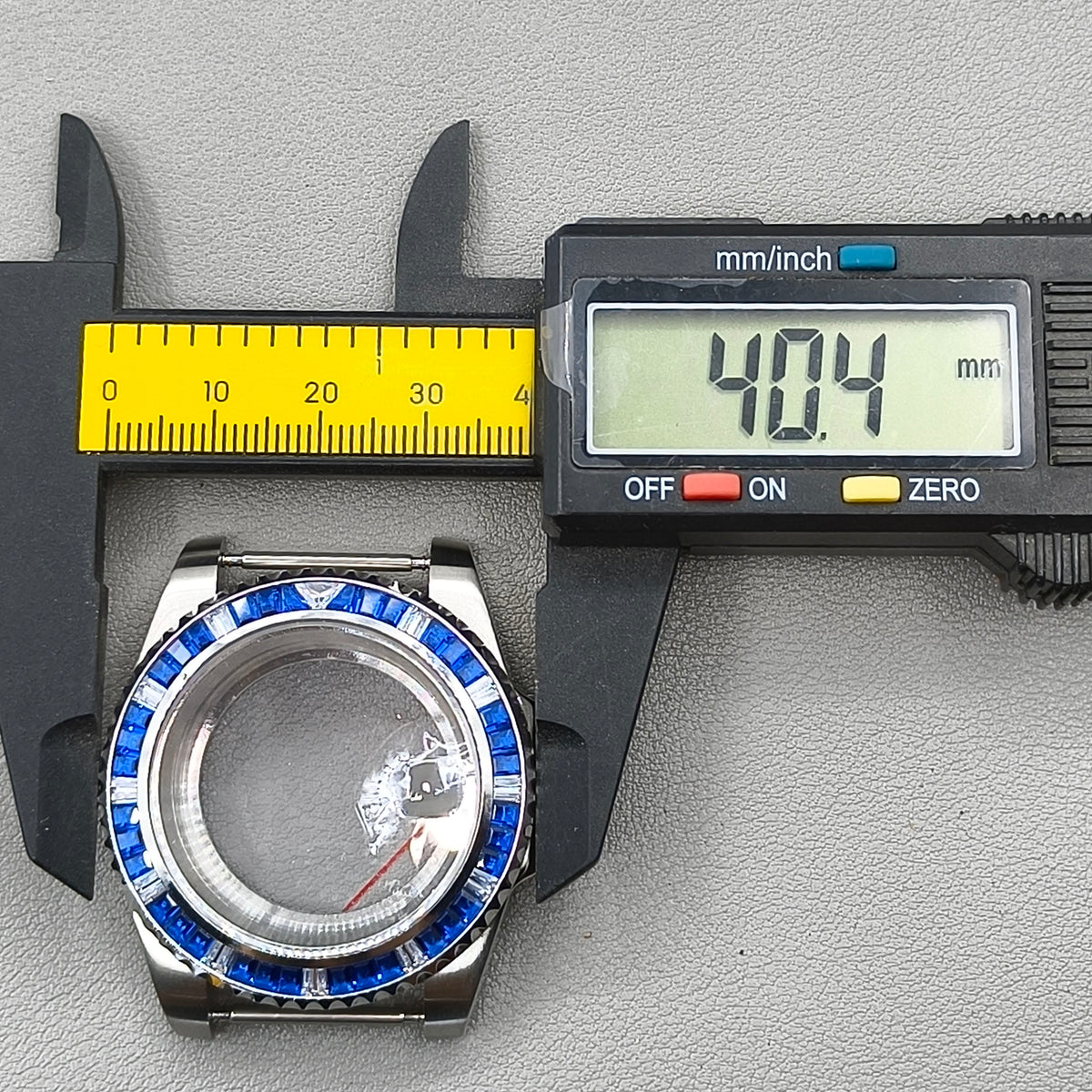40mm Watch Case for NH35 NH36 Crystal Blue Bezel Clear Bottom Sapphire Glass