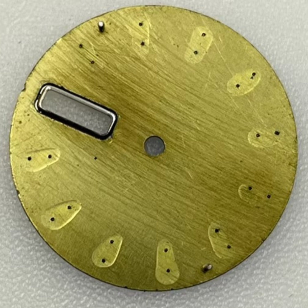 Yellow 28.5mm watch dial with green lume, no logo, designed for NH36 movement.