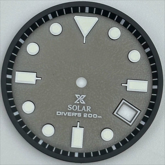 Grey 29.8mm Datejust watch dial with green luminous markers for VS42A movement