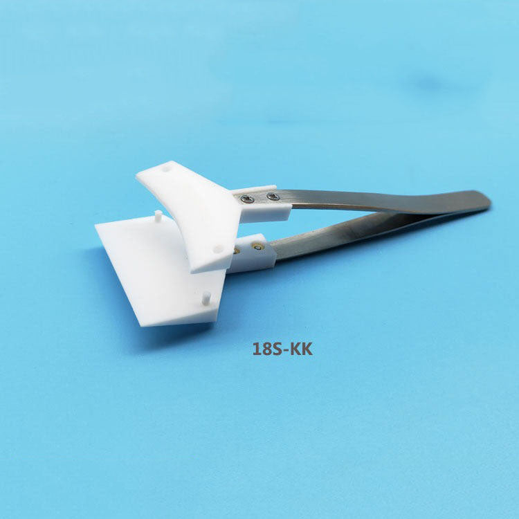 PTFE tweezers, heat resistant for safe watch repair and semiconductor wafer handling.