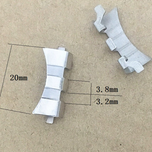 Silver steel curved end links spring bars for watch bands, 3.2x3.8x20mm, durable and precise fit.