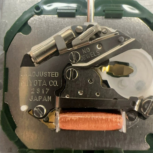 Men's watch part with Japan Miyota 2317 quartz movement, date display at 6 o'clock, durable and precise.