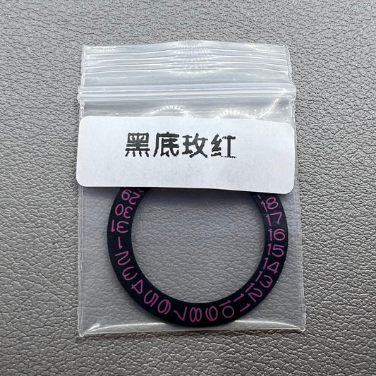 Black background purple date disk overlay for NH35 NH36 watch movement, enhancing style and readability.