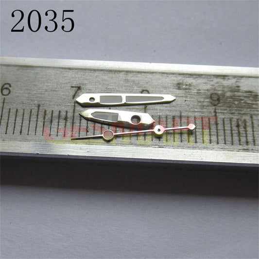 Set of green luminous watch hands for Miyota 2035, 2115, 2105, 2305 movements, ideal for upgrades.