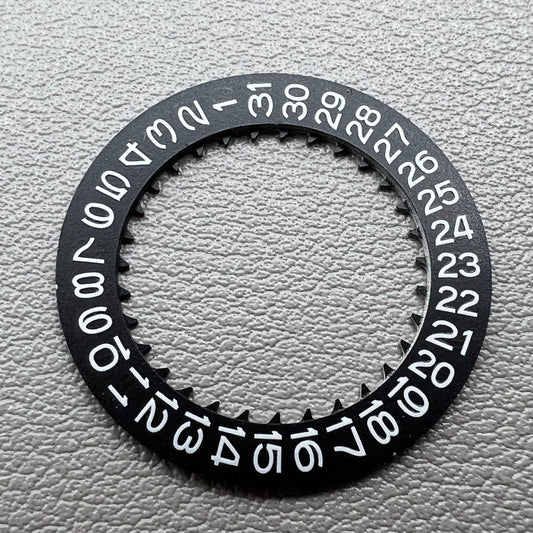 Disk date wheel with blue luminous markers, white font on black background for NH35 NH36 movement