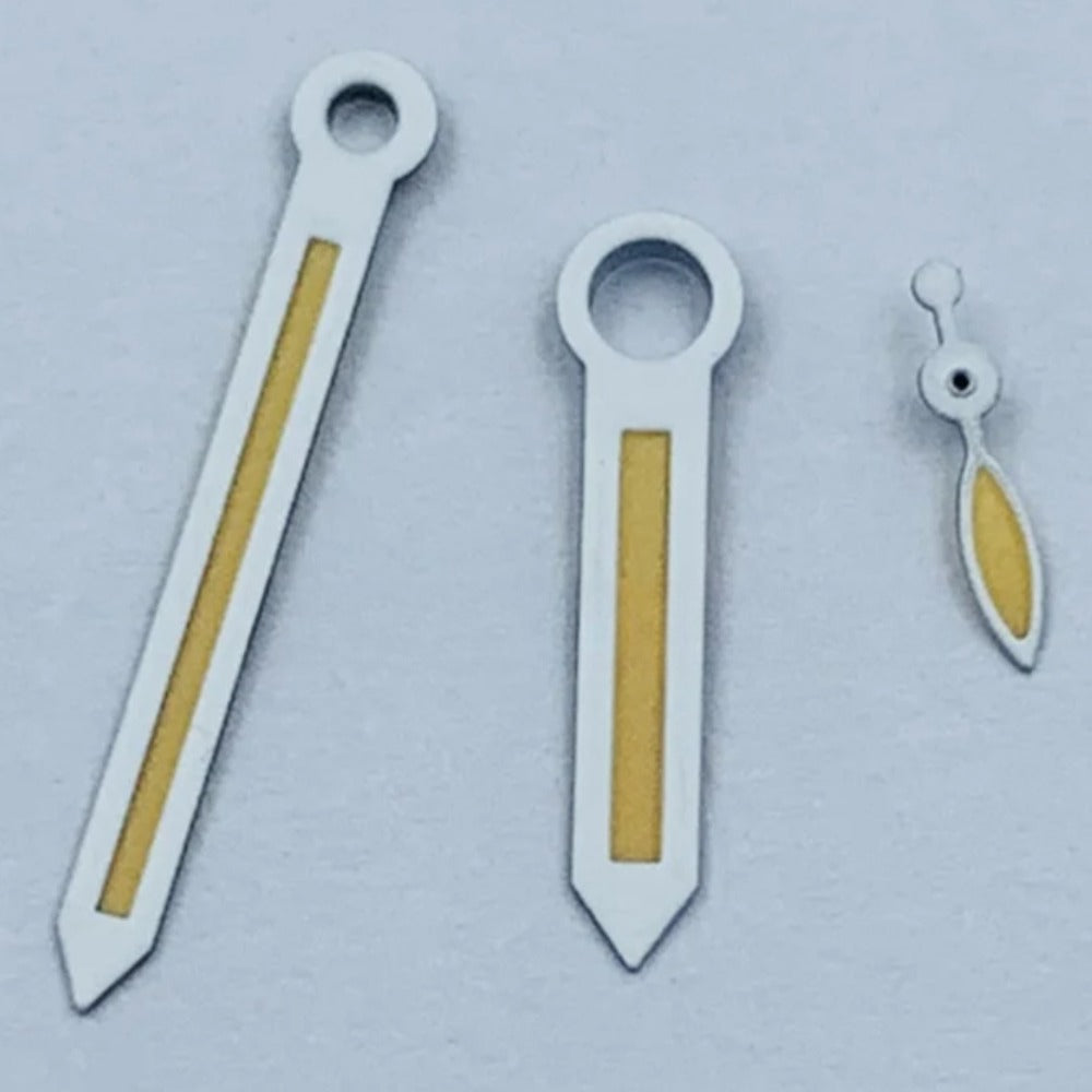 Silver-trimmed orange watch hands set for ETA6497 6498 ST3600, precise fit and vibrant design