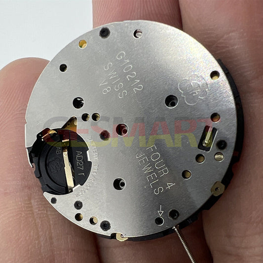 Swiss ETA G10.212 quartz watch movement with 3 hands, date display, precision Swiss craftsmanship.