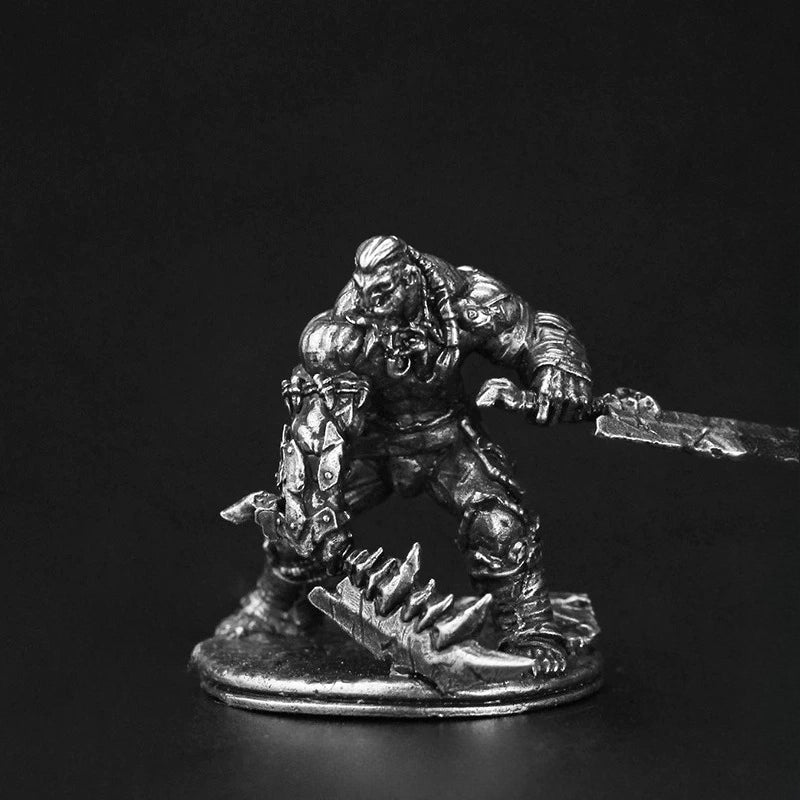 Orc Battle Berserker Copper Miniature Figurine White Bronze Wargame 318-17