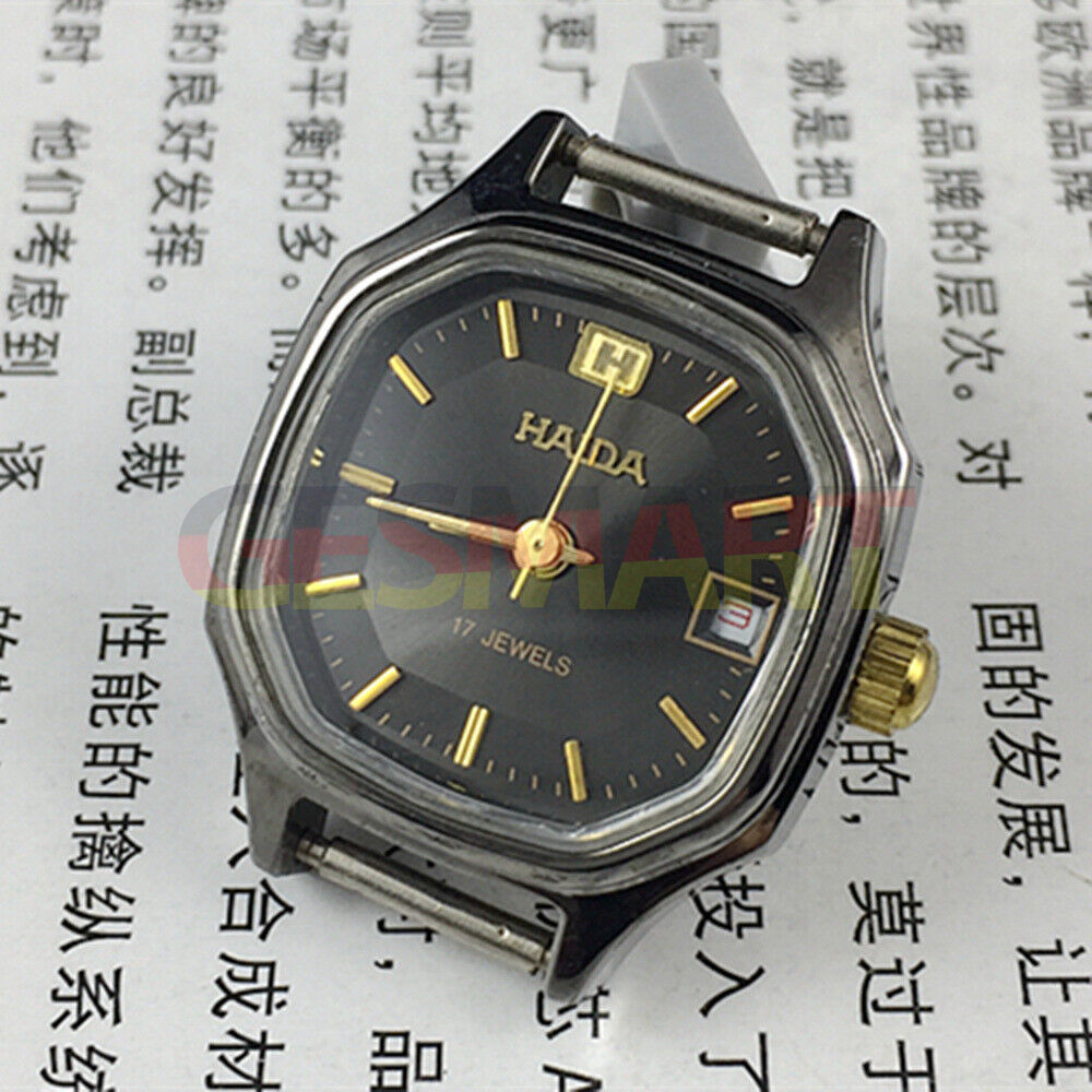 HAIDA manual mechanical lady watch with black octagonal dial and single calendar, elegant style for daily wear.