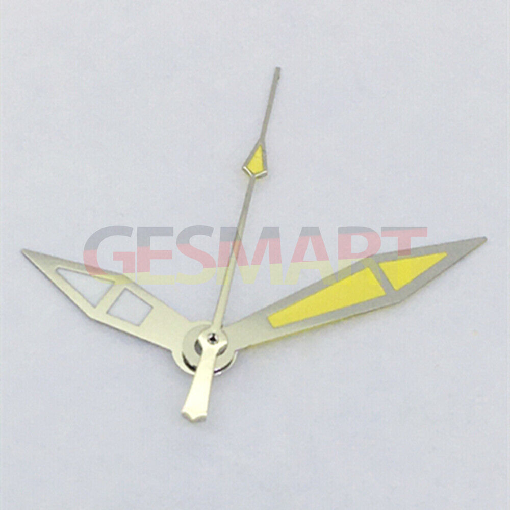 Aiguilles de montre 3 aiguilles avec garniture argentée et luminescente jaune pour mouvements asiatiques 8215/2813/8205
