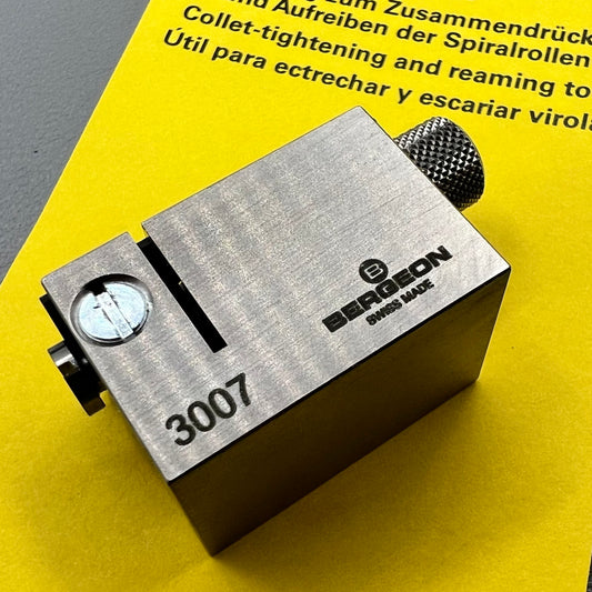 Swiss Bergeon 3007 watch tool for precise collet closing, tightening, and reaming, perfect for watch repair.