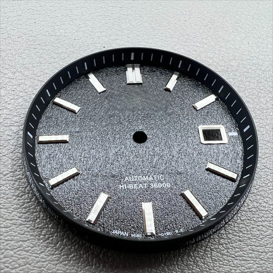 NO Lume black Datejust 33mm watch dial, compatible with NH35 NH36 movements, stylish replacement accessory.