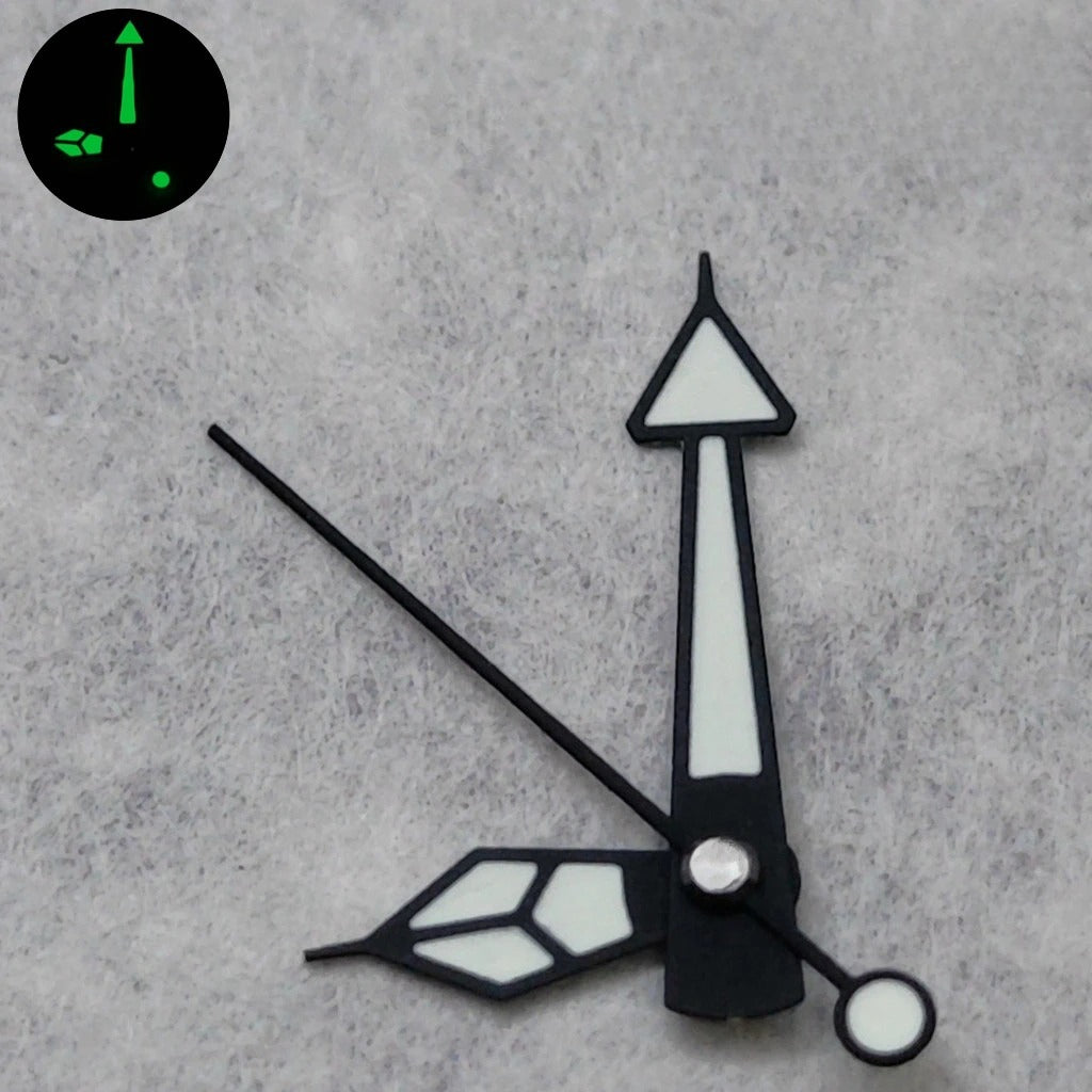14mm black trim green lume watch hands set for NH35 NH36 4R36/35 movement.