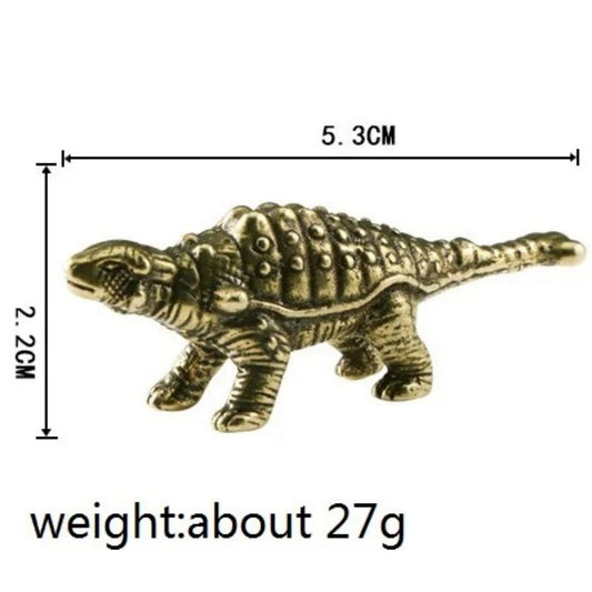 Vintage solid copper Ankylosaurus dinosaur figurine, hand-carved bronze trinket for collectors.