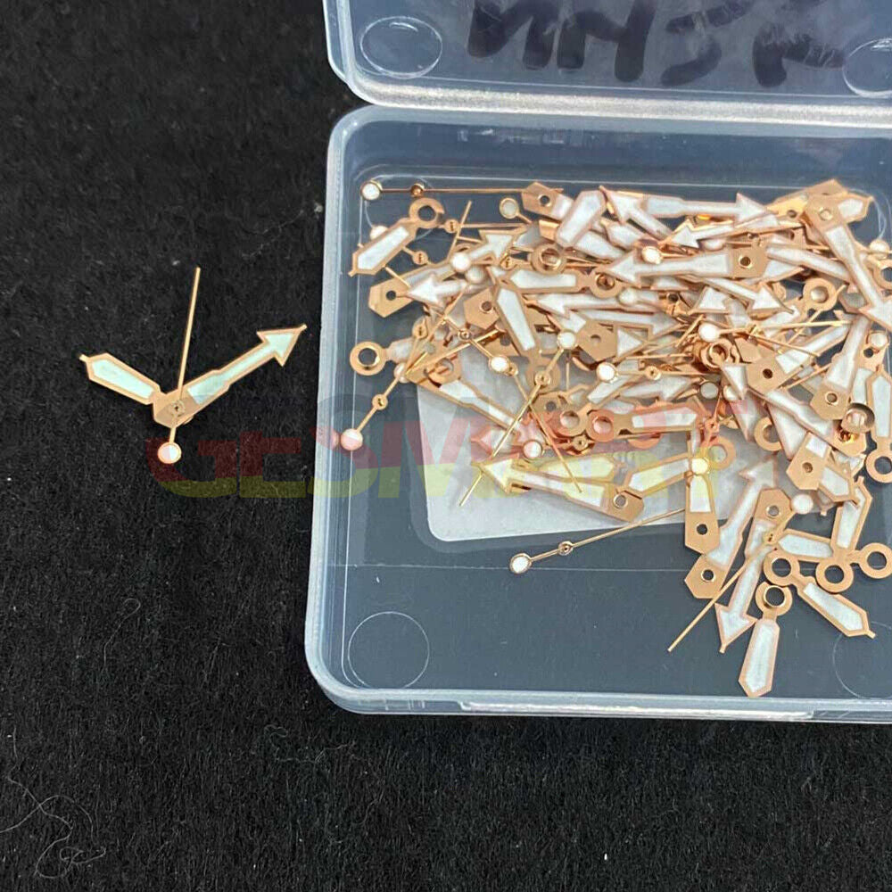 Rose gold 3-hand watch dial with green luminous trim for NH35/NH36/4R36 movements.