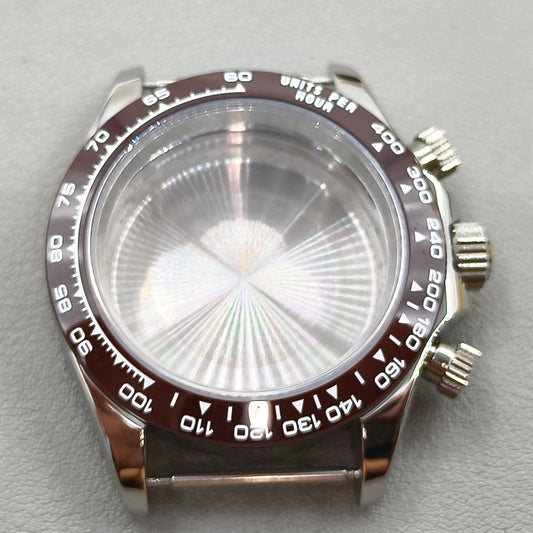 Daytona 40mm Mens Watch 316L Steel Case Brown Bezel for Daytona VK63 VK64 Case
