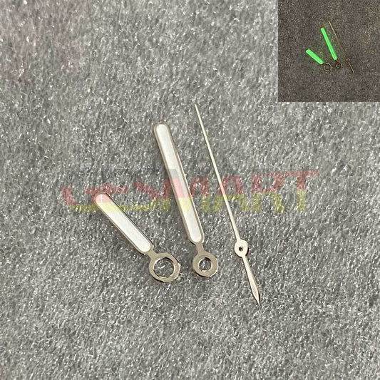 Vintage green luminous watch hands with silver trim for NH35/NH36 movement