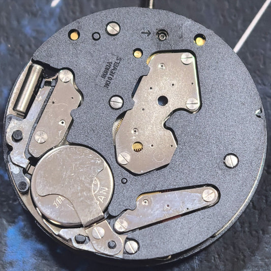Japan Made Ronda Z50 quartz watch movement with 5 hands and small seconds at 3/9, date at 6 features.