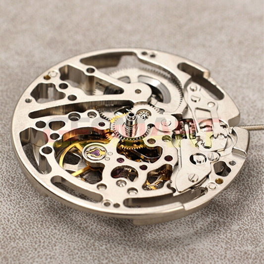 Dandong Silver hollow automatic mechanical watch accessory with second stop feature for precision timing.