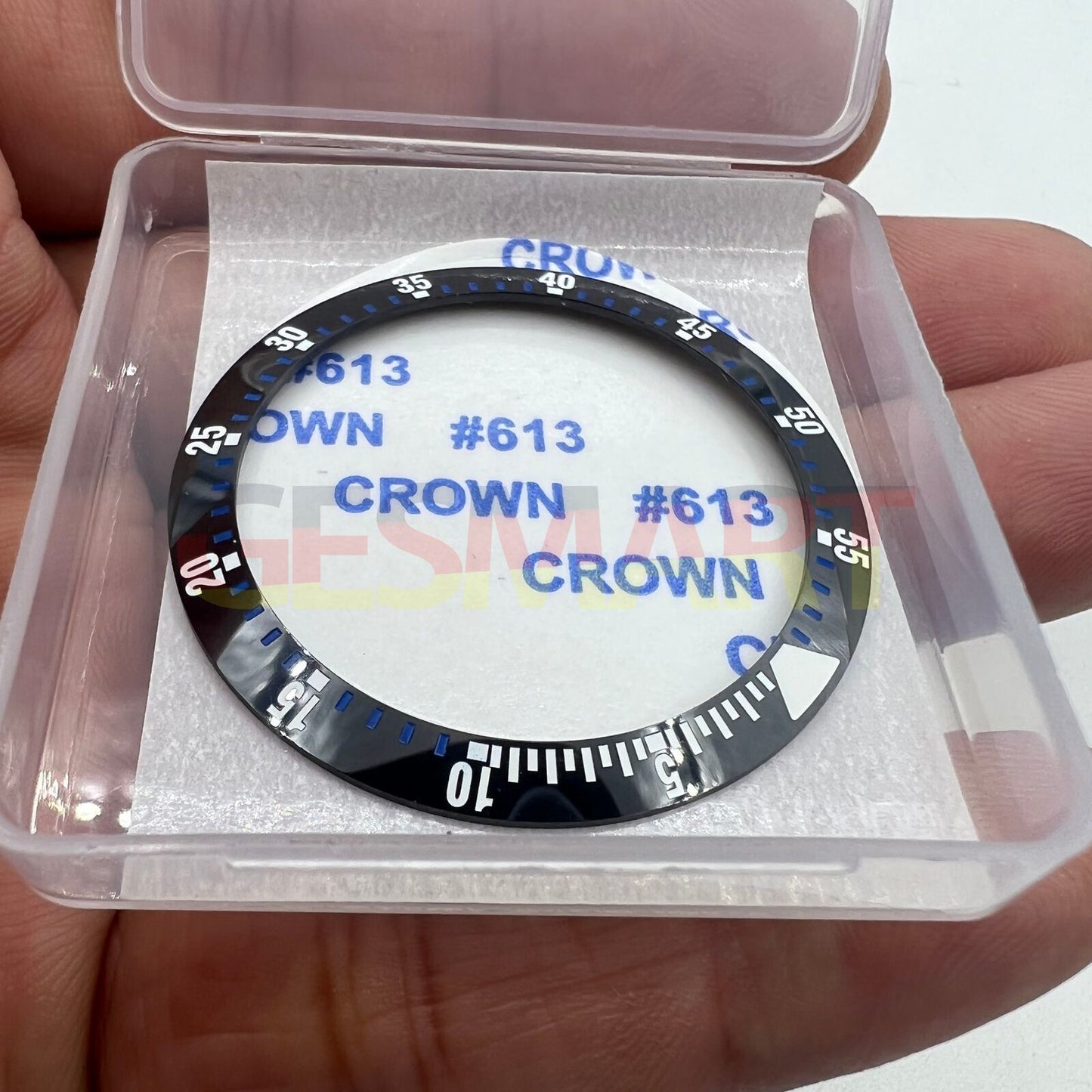 38 mm/30,5 mm schwarze Lünette, blaue Graduierung, Keramik-Uhrenlünette, Uhrenteile