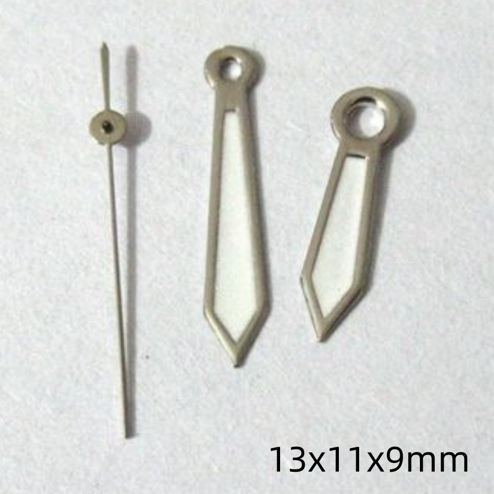 13 mm grüne Leuchtzeiger mit silbernem Rand für Miyota 2035 2115 2105 2305 Uhrwerk