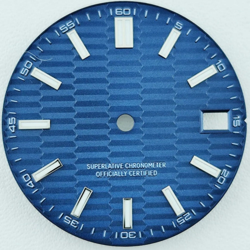 Green Lume Waved Brown Watch Dial with Silver Nail Fit for NH35