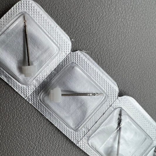 Set of 3 Generic watch winding stems compatible with ETA 805.112/803.112 movements for precise repairs.