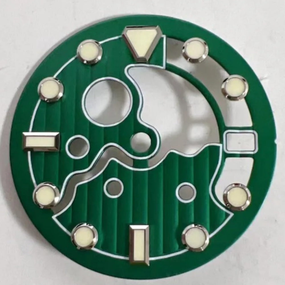 28.5mm Green Hollow Lume Triangle Nail Watch Dial for NH35/NH36 Movement