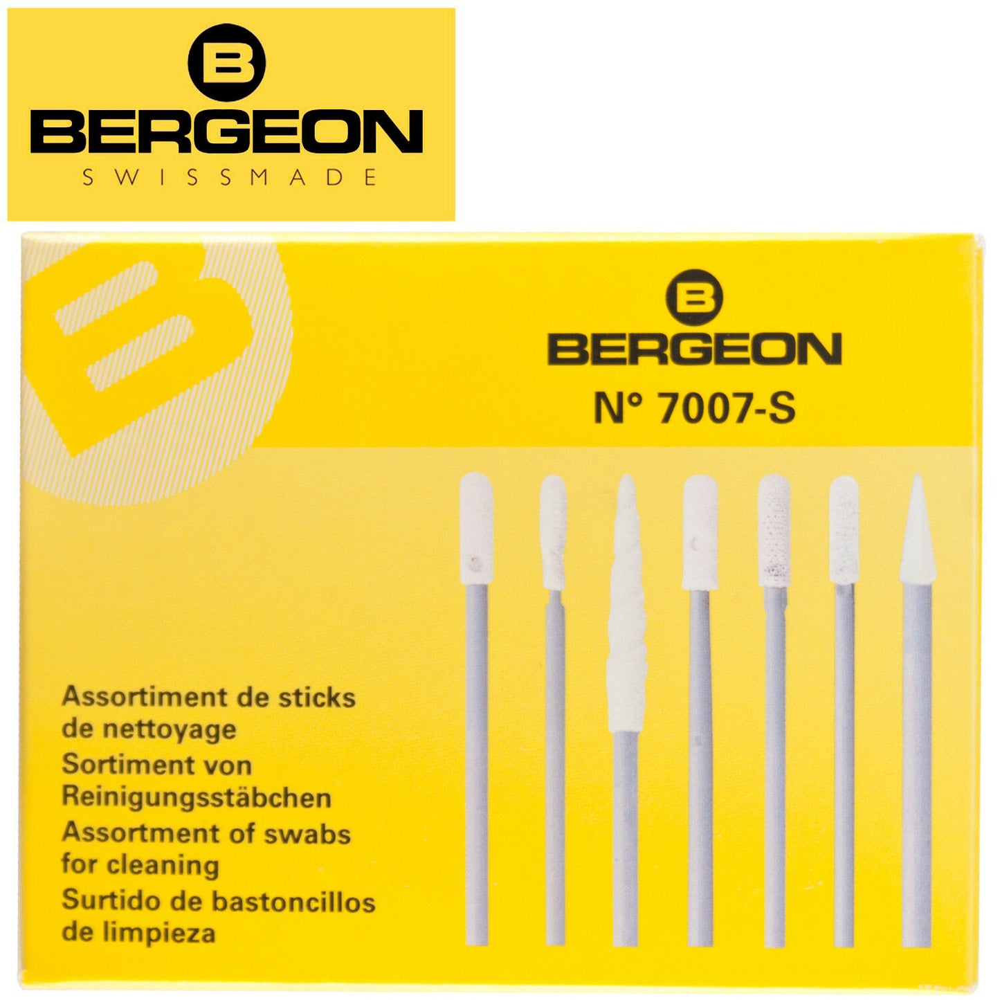 Bergeon 7007-S Reinigungsstäbchen, sortiert, für die Uhrenreinigung, Sortiment mit 140 Stück