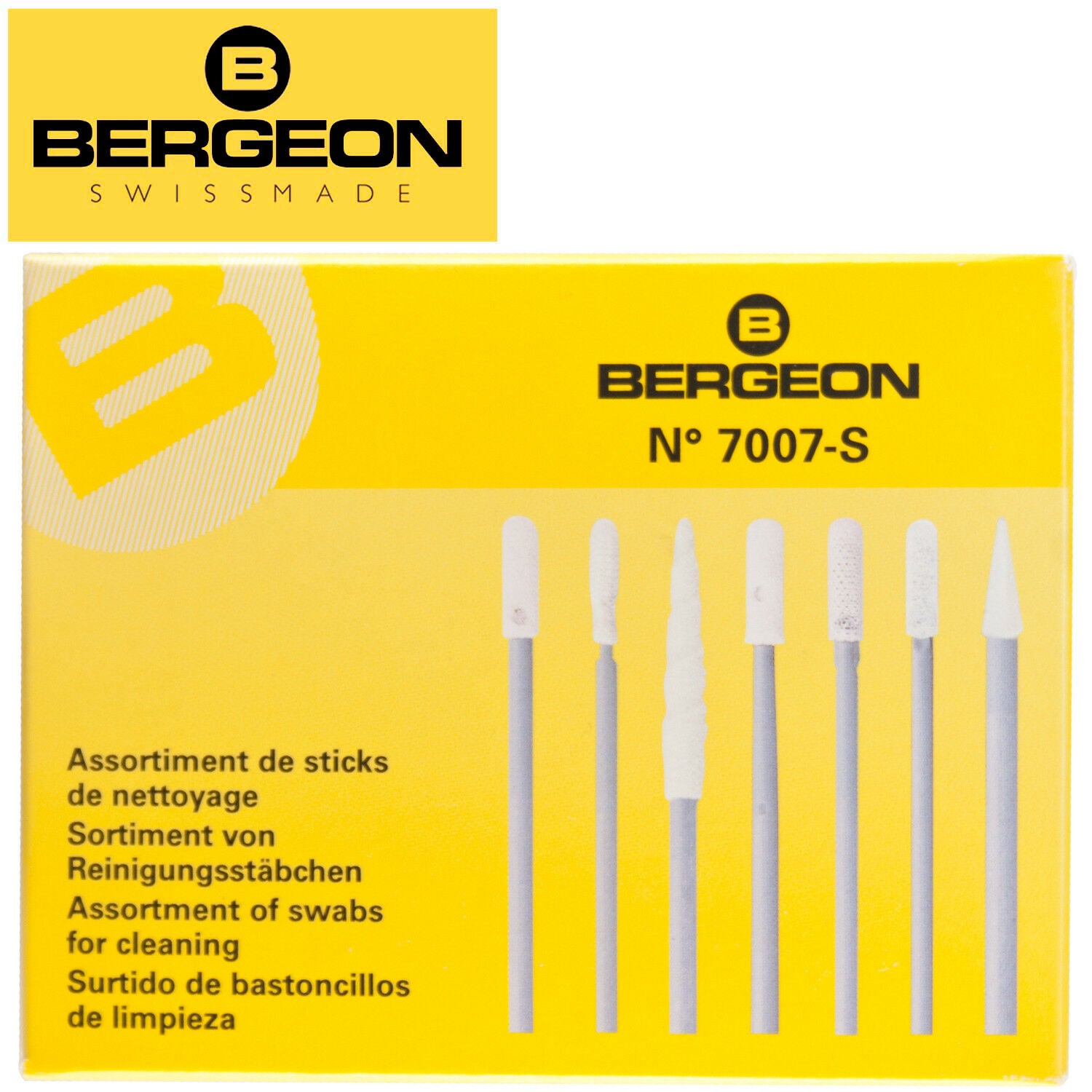 Bergeon 7007-S cleaning swabs pack, 140 pcs for precise watch maintenance and delicate parts cleaning