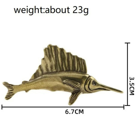 Solid copper vintage tuna trinket, hand-carved bronze figurine with detailed craftsmanship.